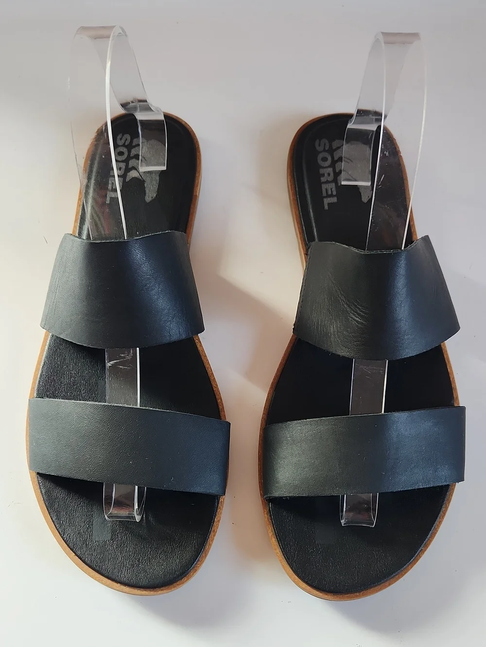 SOREL Women's Ella II Slide Sandal Black Leather Size 10.5